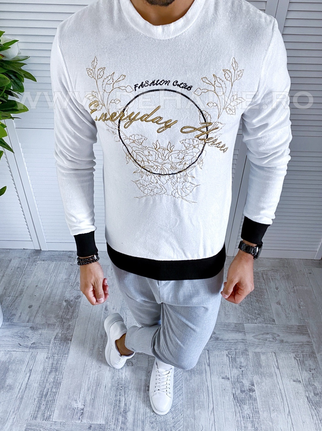 Bluza barbati alb slim fit 2572 n5-4